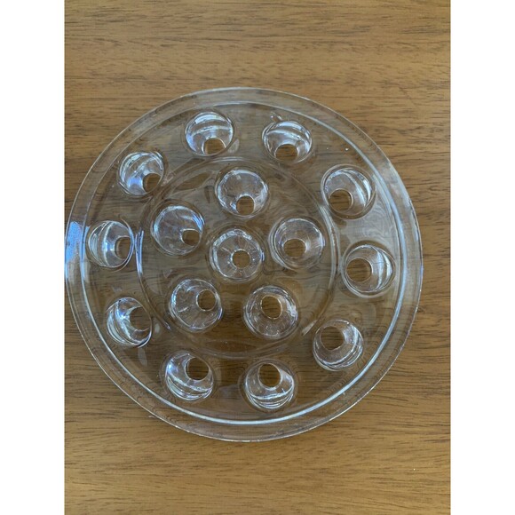 Vintage Crystal Clear Glass Flower Frog 5” 16 Holes Flower Arrangement - Picture 1 of 3